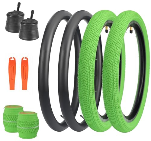 WEEROCK 20 tums cykeldäck 20 x 2,125 med slangar, vikbara reservdäck, 2-pack cykeldäck för BMX, MTB mountainbike, barncykel, trehjuling, Cruisercykel