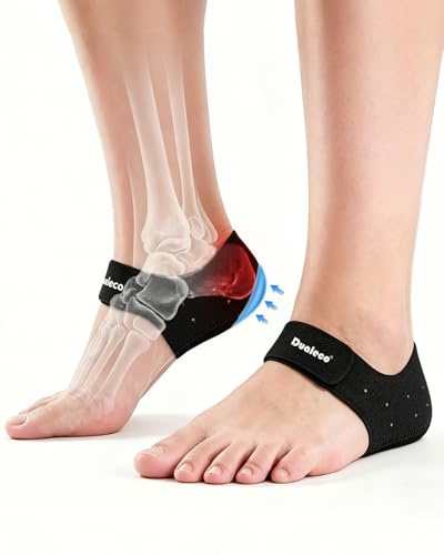 Dualeco Upgraded Plantar Fasciitis Heel Support, More Comfortable Heel Pain Relief, Adjustable Heel Protectors for Men/Women, Heel Cushion Pads for Foot Fatigue/Achilles Tendinitis