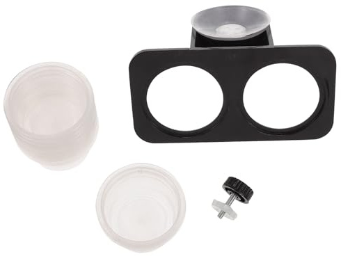 Generic Ciotola per Alimentazione Rettili Accessorio Pratico per Cibo e Acqua in Plastica Nera Design a Doppia Tazza per Rettili Domestici e Terrari