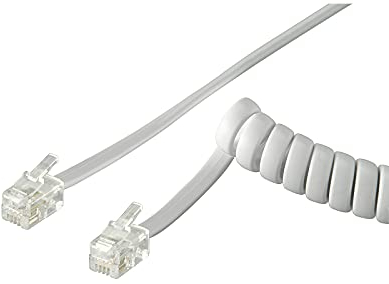 Goobay 50246 Combiné téléphonique Câble spiralé, câble plat avec prise RJ10 (4P4C) vers prise RJ10 (4P4C) ; blanc ; 2 mètres