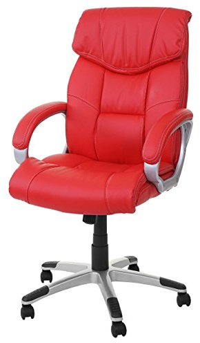 Mendler Bürostuhl HWC-A71, Chefsessel Drehstuhl, Kunstleder - rot