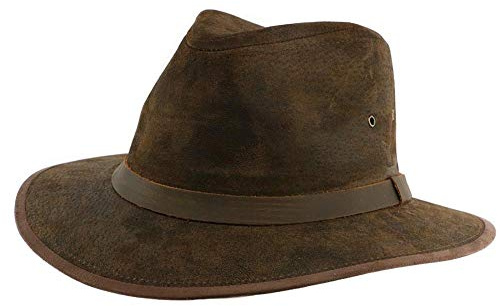 Aussie Apparel läderhatt brun flinder blandad, kastanj