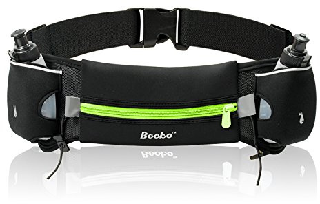 Becko Lightweight & Durable Running Belt - Waist Pack for Men & Women - Cycling, Walking, Running, Sports (Hydration/Black-Green)