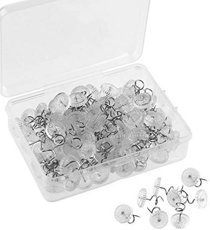 KUUQA 100 Pieces Upholstery Twist Pins Clear Heads Bed Skirt Pins