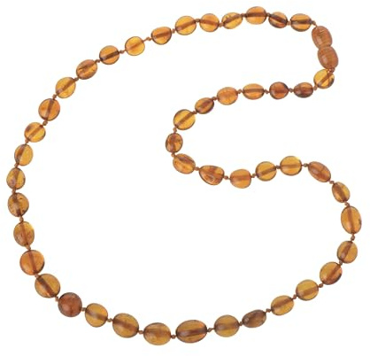 TheNaturalAmber Baltic Amber Necklace for Women – Cognac Polished Olive Beads 50cm Handmade Natural Healing Jewelry with Secure Screw Clasp Secure