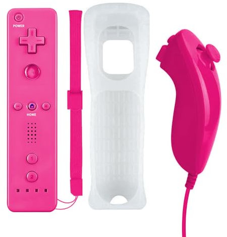 QUMOX Remote Controller Fernbedienung und Nunchuck Joystick Pink Kompatibel für wii/wii u