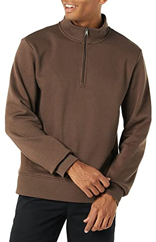 Amazon Essentials Felpa in Pile A Maniche Lunghe con Zip Corta Uomo