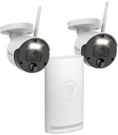 Swann Wi-Fi NVR Security System with 64GB SD Card, 2 Camera 8 Channel, 1080p Full HD, Indoor Outdoor, Colour Night Vision, Heat & Motion Detection, Flashing Lights, Spotlights & Sirens, 500SD2