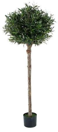 Artificial Olive Tree, Topiary Faux Tree, Premium Quality Real Wood Trunk, Natural Appearance Leaves, UV Protected, Indoor and Outdoor Use