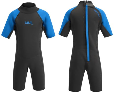 Urban Beach Unisex-Youth Kids Sharptooth Short Wetsuit, Blue, 9-10 Years