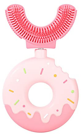 Spazzolino da Denti a Forma di U per Bambini, Spazzolino Bambini in Silicone, per bambini morbidi per pulizia a 360°, con Manico a Ciambella, Spazzolini Manuale per Neonato 2-12 Anni