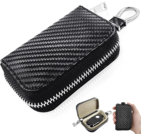 Autoschlüsseletui Faradayscher Käfig Autoschlüsseltasche Kohlefaser Faraday Käfig Abschirmbeutel für Blocksignale für Autoschlüssel Anti-Hacking Diebstahl Schutz Signalblocker (1 Stück)