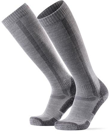 DANISH ENDURANCE Kniehohe Merino Wandersocken, Lange Kniestrümpfe, Unisex, für Damen & Herren, 1 oder 3 Paar, Grau, 43-47