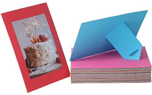 50 Pack Standing Paper Picture Frames 4x6,Cardboard Photo Frame with Easel,Paper Photo Frame Cards,Gallery Frames Bulk For Mother's Day Father's Day Graduation Birthday Wedding Classroom Craft DIY,Rainbow
