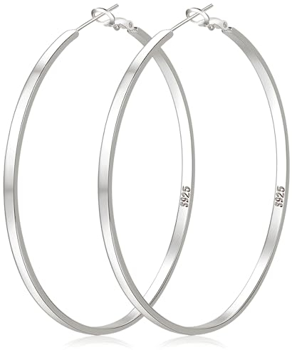 LOUMILEO Creolen Silber 925 Hypoallergen Groß Leichte Sterling Silber Creolen für Damen