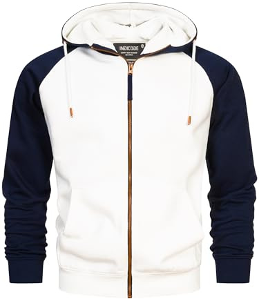 Indicode Herren INPulko Kapuzensweatjacke | Hoodie Kapuzenpullover Pulli für Männer Offwhite, L