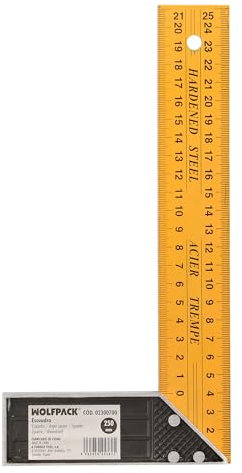 WOLFPACK LINEA PROFESIONAL Escuadra Metalica 250 mm. Escuadra Carpintero, Escuadra Construcción,