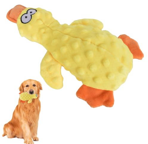 Zimoer Ente Hundespielzeug Plüsch Mit Quietscher, Unzerstörbar Mit Geräusch, Für Aggressive Kauer, Kleine, Mittelgroße Und Große Rassen (Gelb)