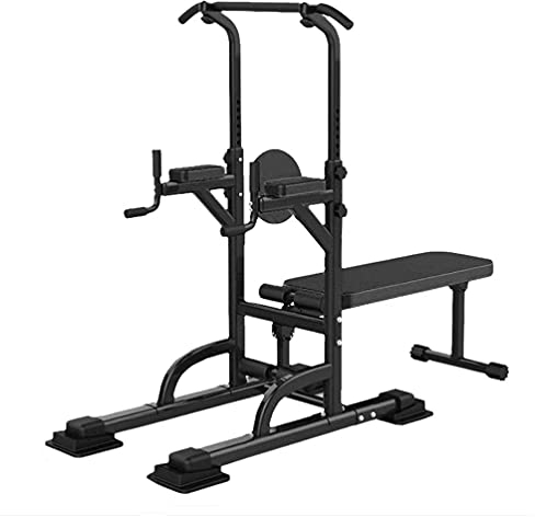 Multifunktional mit Sit-Up-Bank, höhenverstellbarem Klimmzugturm, robuster Dip-Station, Fitnessgerät für Heim-Fitnessstudio, unterstützt bis zu 330 Pfund