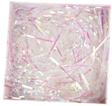 Hrlace Shredded Paper 1000 g Gift Filling Material Raffia Hamper Shreds PP Plastic White Paper Chips Laser Transparent Silk Glitter Paper for DIY Gift Packaging 1000 g