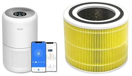 LEVOIT Smart Wifi Air Purifier for Home Bedroom 100m², CADR 240m³/h, HEPA Filter & Air Purifier Pet Allergy Replacement Filter, 3-in-1 HEPA, High-Efficiency Activated Carbon, Core 300-RF-PA, Yellow