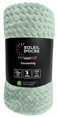 Soleil d'ocre, Coperta, coperta 180x220 cm COCOONING verde acqua