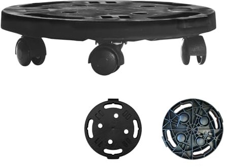 GYMAX Carro Móvil Redondo, Plato Rodante Circular con Capacidad de Carga de 170 kg, Soporte para Plantas con 4 Ruedas Universales, Rodillo Móvil, Ruedas de Plataforma para Interior y Exterior