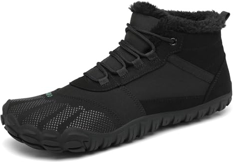 SAGUARO Mujer Invierno Botas Barefoot, Zapatillas Minimalistas Cálidas para Nieve y Senderismo, Uso Diario y Entrenamiento Negro, Gr.39