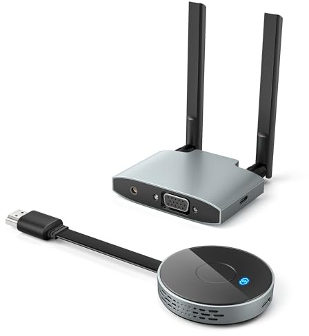 30M Wireless HDMI Transmitter and Receiver, 4K Decoded 1080P@60Hz, Ultra HD Video Output, Plug & Play 5G+2.4G for Video Audio and File Transfer from PC to Monitor
