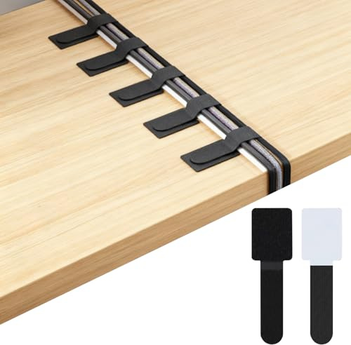 Homshsjhkis 50 Pcs Cable Management, Fermacavi Adesivi Riutilizzabili in Nylon, Autoadesive Fascette Fermacavi Mettere Sotto Scrivania Forte, Organizer Cavi Resistente per TV, PC, Laptop, Ethernet