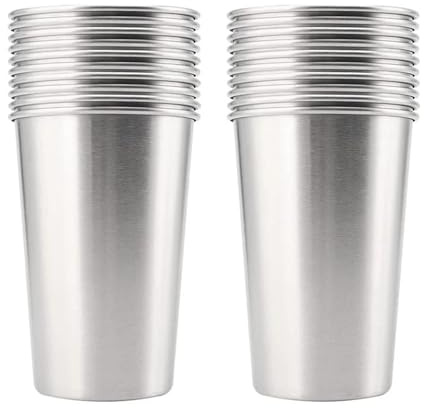 WLIHDB Bicchiere In Acciaio Inossidabile 4 pezzi da 500 ml in acciaio inox con porzione di bicchiere birra for succo 16 once, pinta in metallo, grande tazza bere cucina Per Casa, Ristoranti, Viaggi