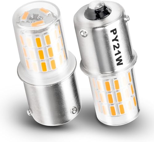 BAU15S PY21W LED Indicator Bulbs, 581 1056 Car Bulbs Amber Yellow, 12V-24V | 2W 250LM, DC Bayonet Single Contact Base, Motorcycle Signal Bulb, for Turn Signal Backup Tail Blinker Parking Lights, 2 PCS