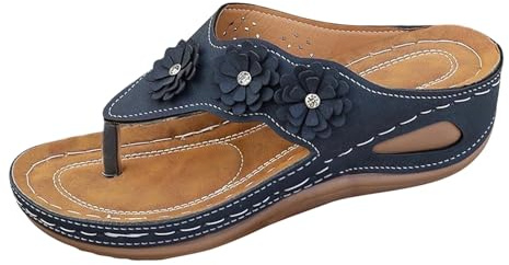 Zapato de mujer de verano elegante y cómodo, tacón de cuña, zapatillas para mujer, cómodas, talla 38, zapatillas de flor Strass, zapatillas de punta abierta, transpirables, zapatillas exteriores
