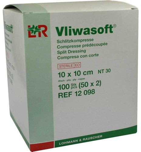 VLIWASOFT Schlitzkompressen 10x10 cm steril 4lagig 50X2 St
