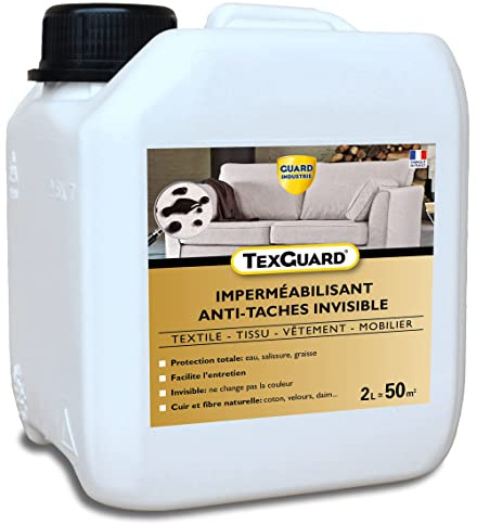 Traitement anti taches tissus ou cuir - TEXGUARD 2L (+ Bouchon Pulvérisateur offert) - traite 40m²