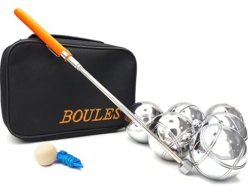 EUROXANTY Boules de Pétanque | Jeu de Boules en Acier chromé | Jeu de Pétanque avec Étui, Mesure et Ramasse-Boules
