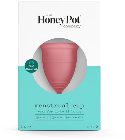 The Honey Pot Company - Menstruationstasse - Natürliche Damenhygieneprodukte - Hypoallergenes und flexibles medizinisches Silikon - Wiederverwendbarer und waschbarer Schutz für Perioden - Größe 2
