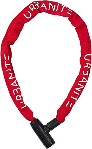 Urbanite Kettenschloss UCH/K mit Schlüssel - robustes Fahrradschloss mit 6 mm starker Stahlkette – zur Diebstahlsicherung von Motorrädern, E-Bikes, Scootern und mehr - 90 cm lang - Rot