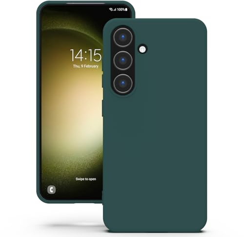 YATWIN Silicone Case for Samsung Galaxy S23, Soft-Touch, Shockproof, Slim, Durable Phone Cover - Dark Green
