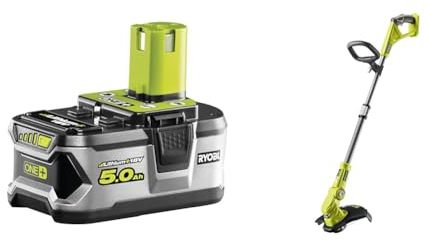 RYOBI - 1 Batterie Lithium+ 18V - 5,0 Ah et 1 Chargeur Rapide 2,0 A - RC18120-150 & Coupe-Bordures/Dresse-Bordures 18 Volts One+ - Ø 25-30 cm (sans Batterie) - OLT1832