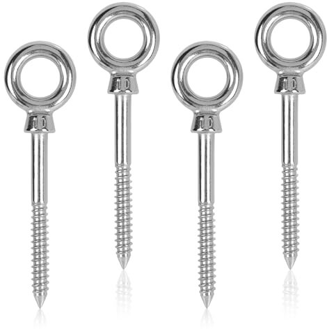 EFUTURETIME 4 tornillos de anillo de acero inoxidable con rosca para madera, M10 x 100 mm, tornillo de ojal, tornillo