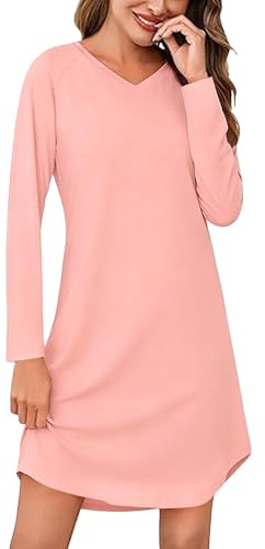 Marvmys Camisones Mujer Invierno Elegante Manga largas Cuello en V Ropa Dormir Suave Camisón S-3XL