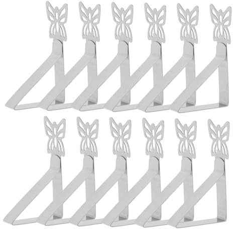 MAGICLULU 12piezas Conjunto De Sujetamanteles Pinzas Inoxidable Grueso Estabilizador para Mantel Fijador para Mesa Seguro y Estable para Interiores y Exteriores
