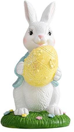 Mumuve Bunnies Colorés Colorés Tenant des Œufs Résines Figurine Statue avec des Pelouses pour Décoration Paysagiste du Jardin À Domicile
