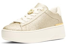 Michael Kors Women's Dottie Lace Up Sneaker, Pale Gold/Glitter Leather, 8