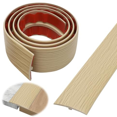 Självhäftande PVC-övergångsprofil - 2 m x 5 cm - T-profil - Höjdkompensation - För parkett, laminatlister, lönn
