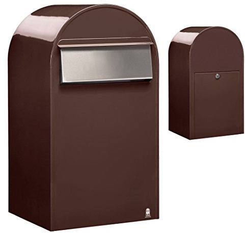 Bobi Grande B Briefkasten RAL 8017 braun, Klappe aus Edelstahl Zaunbriefkasten