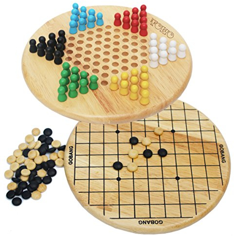 Strategiespiele Halma und chinesisches Spiel GO Gobang (Fünf in Einer Reihe) - 2-in-1 Brettspiel für die ganze Familie