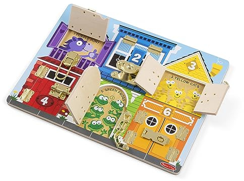 Melissa & Doug Latches Wooden Activity Board - Montessori Busy Board for Preschool Toys, Sensory Toys for Kids, Learning Resources for Ages 3+
