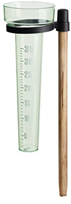 TRI Regenmesser, Niederschlagsmesser Regenwassermessung Regenwasser Erdspieß, Millimeter-Skala, Kunststoff, 10,5 x 8 x 37,5 cm